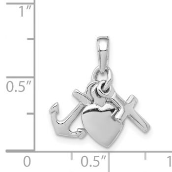 14K White Gold Cross, Heart, Anchor Charm Pendant 2