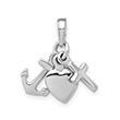 14K White Gold Cross, Heart, Anchor Charm Pendant