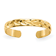 Diamond-Cut Leaf Design Toe Ring in 14K Gold