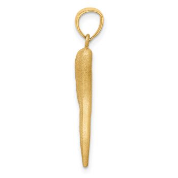 14K Solid Gold Diamond-Cut Satin Finished Horn Pendant 2