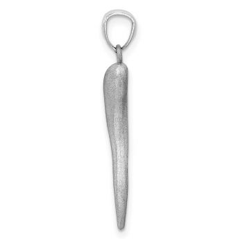 14K Solid White Gold Diamond-Cut Textured Horn Pendant 2