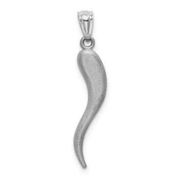 14K Solid White Gold Diamond-Cut Textured Horn Pendant 3