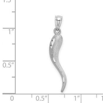14K Solid White Gold Diamond-Cut Textured Horn Pendant 4