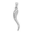 14K Solid White Gold Diamond-Cut Textured Horn Pendant