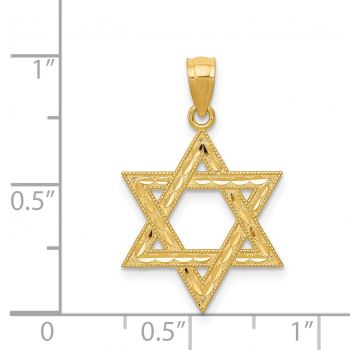 Diamond-Cut Star of David Pendant in 14K Gold 3
