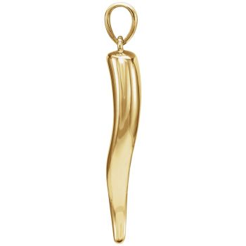 Small Italian Horn Pendant for Women in 14K Solid Gold 2