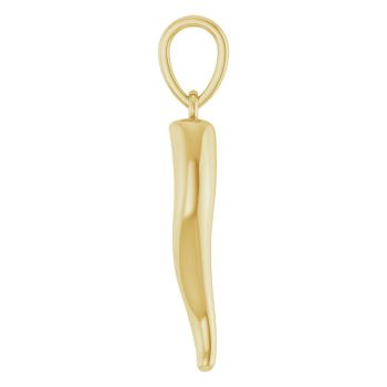 Small 14K Solid Gold Italian Horn Pendant 3