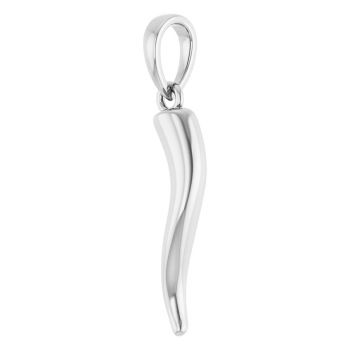 Small 14K Solid White Gold Italian Horn Pendant 2