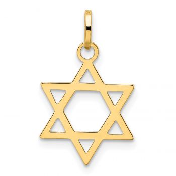 Italian Plain Small Star of David Pendant in 14K Gold 3