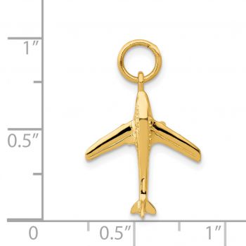 14K Gold Jet Airplane Charm Pendant 4
