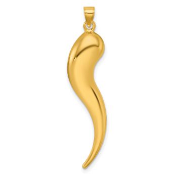 Large 1.5-Inch 14K Gold Italian Horn Pendant 3