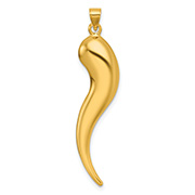 Large 1.5-Inch 14K Gold Italian Horn Pendant