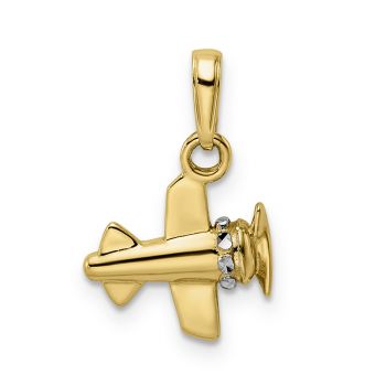 14K Gold Propeller Plane Charm Pendant 3