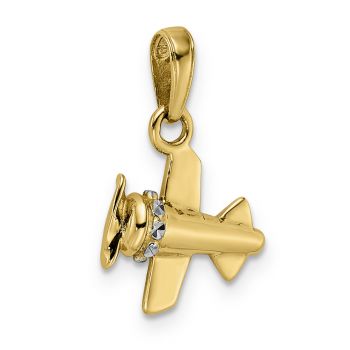14K Gold Propeller Plane Charm Pendant 4