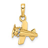 14K Gold Propeller Plane Charm Pendant