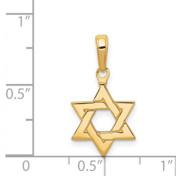 Small Polished Star of David Pendant in 14K Gold 3