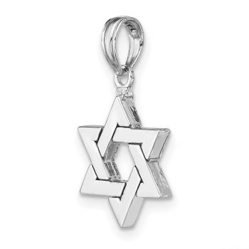 Small 14K White Gold Plain Star of David Pendant 3