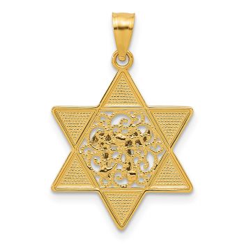 Star of David Chai Pendant in 14K Two-Tone Gold 3