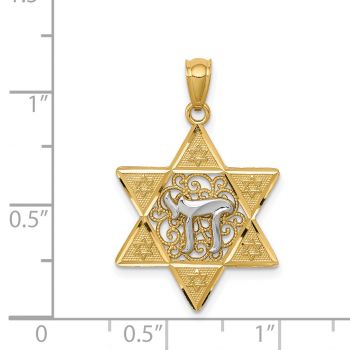 Star of David Chai Pendant in 14K Two-Tone Gold 4