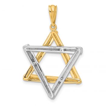 14K Two-Tone Gold Star of David Pendant 3