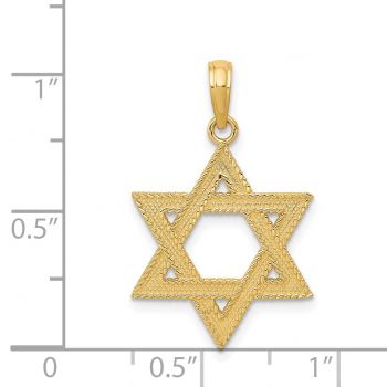 Textured Star of David Pendant in 14K Gold 4