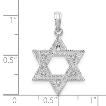 14K White Gold Textured Star of David Pendant 3