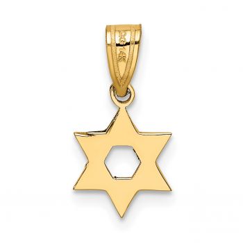 14K Gold Tiny Plain Star of David Pendant 3