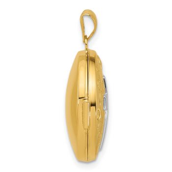 14K Gold Two-Tone Round Diamond Cross Locket Pendant 2