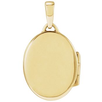 14K Gold Engravable Oval Locket Pendant 3