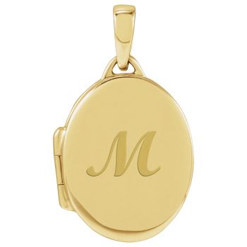 14K Gold Engravable Oval Locket Pendant 5