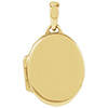 14K Gold Engravable Oval Locket Pendant