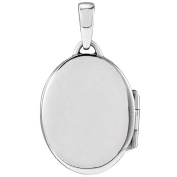 14K White Gold Personalized Engravable Oval Locket Pendant 3