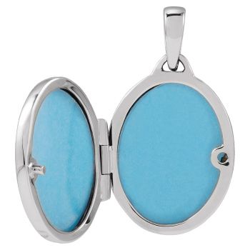 14K White Gold Personalized Engravable Oval Locket Pendant 4