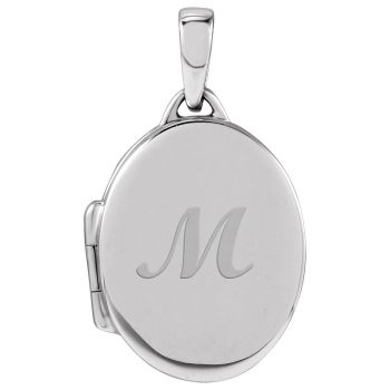 14K White Gold Personalized Engravable Oval Locket Pendant 5