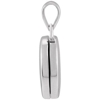 3/4 Inch Engravable Round Locket Pendant in 14K White Gold 2