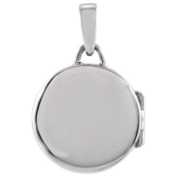 3/4 Inch Engravable Round Locket Pendant in 14K White Gold 3