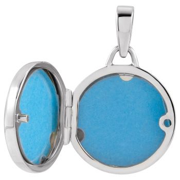 3/4 Inch Engravable Round Locket Pendant in 14K White Gold 4