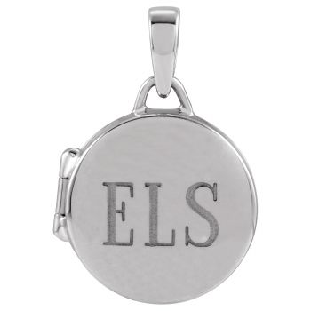 3/4 Inch Engravable Round Locket Pendant in 14K White Gold 5