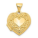 Small 14K Yellow Gold Scroll Heart Locket