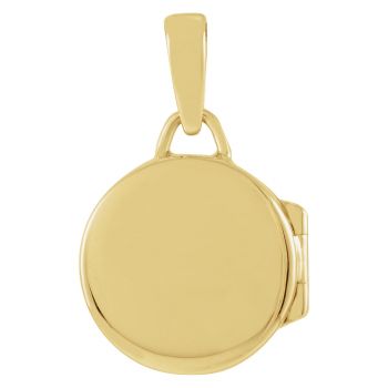 Small Engravable Round Locket Pendant in 14K Gold 3