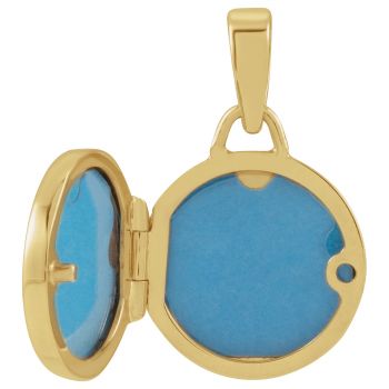 Small Engravable Round Locket Pendant in 14K Gold 4