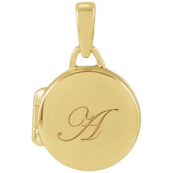 Small Engravable Round Locket Pendant in 14K Gold 5