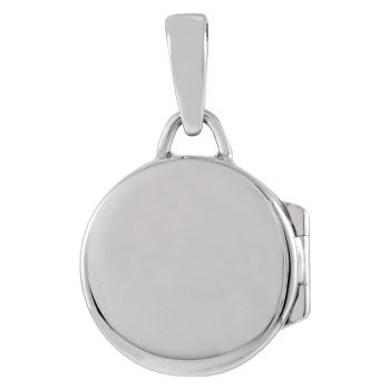 14K White Gold Small Engravable Round Locket Pendant 3