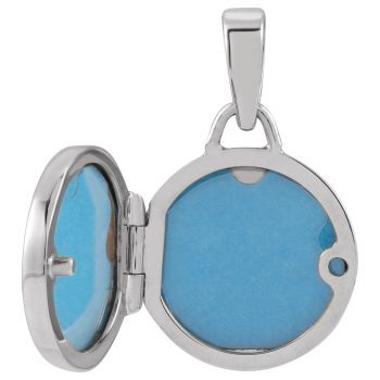 14K White Gold Small Engravable Round Locket Pendant 4