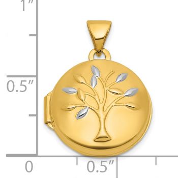 14K Gold Two-Tone Tree of Life Round Locket Pendant 5