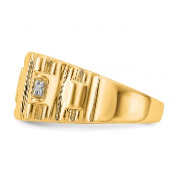 14K Gold Dad Ring for Men with Diamond Accent 4