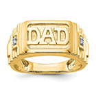 14K Gold Dad Ring for Men with Diamond Accent