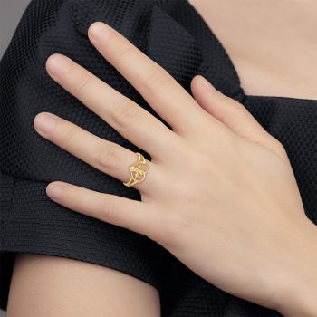 14K Gold Heart Cross Ring for Women 5