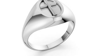 14K White Gold Cross Ring for Men 5