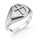 14K White Gold Cross Ring for Men